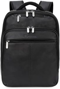 Alpine Swiss Olsen 13” Laptop Travel Backpack Genuine Leather Slim Business Travel Carry On Daypack Black