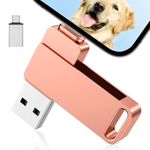 Photo Stick,3 in 1 Flash Drive for iPhone, iPhone Transfer Photo Stick 512GB USB 3.0 Memory Stick Thumb Drive iPhone Storage Compatible for iPhone/PC/iPad/More Device Pink