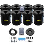 VEVOR DWC Hydroponic System, 5 Gallon 8 Buckets, Deep Water Culture Growing Bucket, Hydroponics Grow Kit with Pump, Air Stone and Water Level Device, for Indoor/Outdoor Leafy Vegetables