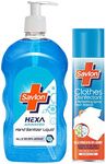 Savlon Hexa Advanced Hand Sanitizer Liquid Pump Pack| 500ml, Natural & Savlon Clothes Disinfectant and Refreshing Spray 230 ml