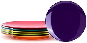 KX-WARE Melamine Plates, 10.5-inch Dinner Plates set of 6 Multicolor, 100% Melamine Dishwasher Safe BPA Free