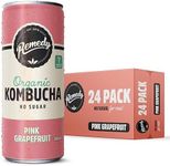 Remedy Kombucha - Organic Sparkling Live Cultured Drink - No Sugar Pink Grapefruit - 24 x 250ml Can Case