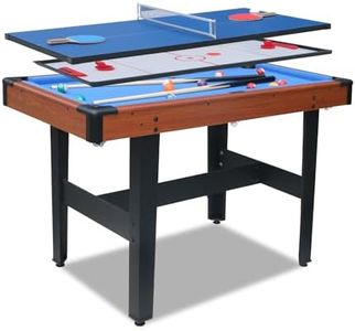 INOTEVERITORY 48 Inch Pool Table, Ping Pong Table & Ice Hockey Combo, 3-in-1 Multi Game Table with All Accessories, Sturdy Locking Legs, Outdoor or Indoor