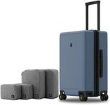 LEVEL8 Elegance Carry On Suitcase, 20 Inch Carry On Luggage with Wheels, Hardside Large Suitcases with Wheels, Tsa Lock,20-Inch, Blue Grey