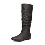 DREAM PAIRS Women's Knee High Pull On Fall Weather Winter Boots,Size 8,Black/Pu,BLVD