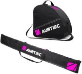 AUMTISC Ski Bag & Ski Boot Bag Combo Padded Snowboard Bag Adjustable Length Ski Bags Up to 200cm for 1 Pair of Skis, Boots,Helmet