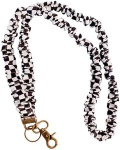 ANDI Neck Lanyard For Women - Scrunchie Cute Lanyard for Keys, Id Card Holder, Wallet - Aesthetic Long Lanyard (Black Checkerboard)