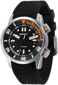 BERNY Men's Watch 20ATM Diving Watch Automatic Movement Wristwatch HV600 Hardness Sapphire Glass Comfortable Silicone Watch Band Super Luminous Male Watches