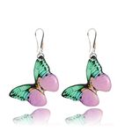 Handmade Lightweight Flower Butterfly Dangle Earrings for Women (Flying Purple Lilac Emperor)