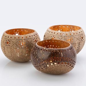 Coconut Shell Tealight Candle Holder: Votive Candles Holder for Centerpiece Table Decorations | Wedding Candles, Boho Candles, Bulk Non Branded Packaging 24 Pack