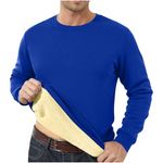 Men's Sweatshirts UK Clearance, Warm Fleece Plain Colour Jumpers Causal Sherpa Lined Pullover Sweater Classic Winter Sweatshirt Mens Long Sleeve Fleece Jumper Daily Office Basic Loose Fit Blue