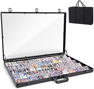 CoJewe Card Show Display Case with Carry Bag–34"x22" Card Vendor Display case Large Aluminum Locking Tabletop Showcase for Trading, Sports Cards, for TCG Cards & Collectibles Exhibitions, Black