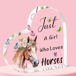 QMVMV Funny Horse Acrylic Plaque Gifts Animal Lover Gift Just A Girl Who Loves Horses Horse Lover Gift For Women Girls, Who Loves Horses Acrylic Plaque