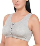 Jalodari Women's Cotton New Moms Front Padded Open Feeding Bra Maternity Baby Nursing Plus Size (in, Alpha, 2XL, Plus, Grey)