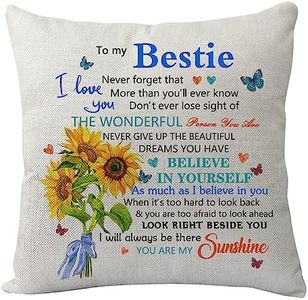 KHLOY Bestie Pillowcase Gift from Best Friend,Inspirational Gift to My Bestie Never Forget That I Love You Pillow Cover Funny Bestie Friendship Cushion Cover for Birthday Xmas Graduation Wedding