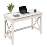 Lavish Home Writing Desk - Work Desk with X-Pattern Legs - for Office, Bedroom, Computer, or Craft Table - Home Office Desks (White)