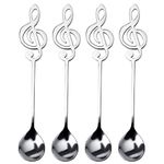 Coffee Spoons, nuoshen 4 Pcs Stainless Steel Coffee Teaspoon Musical Note Spoons Dessert Spoons Stirring Spoons