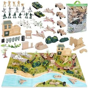 Blue Panda 400-Piece Army Men Toy Soldiers for Boys - Plastic Action Figures Playset with Military Toys, Battlefield Map, Fort Accessories, Tanks, Planes - Plastic Army Guys Soldiers