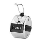 kwmobile Hand Held Tally Counter - Manual Clicker for Knitting, Golf, Counting People - Easy to Use 4 Digit Metal Click Counter - Count from 0 to 9999