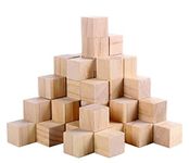 T One Woods Wooden Block Cubes for Crafts DIY Project, 24 Pieces (1 Inch)