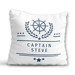 Boat Captain Cushion - Personalised Christmas Gift for Him - Birthday Gift for Men - Boating Father's Day Gift Dad Grandad Husband - Nautical Decor Sailing Yacht Name Pillow - Boat Owner Retirement