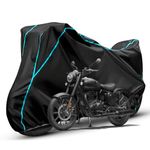 Waterproof Bike Body Cover Compatible with RE Classic 350 Dustproof Scratchproof - Motorcycle Cover for Two Wheeler, Outdoor Full Cover with UV, Duty, Rain Protection (Black & Aqua)