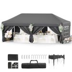 Devoko 3m x 6m Pop Up Gazebo with Sides, Large Waterproof Marquee Canopy Party Tent for Garden, Outdoor Events, Weddings & Markets, UV50+ Protection, Height Adjustable, Carry Bag & Accessories, Grey