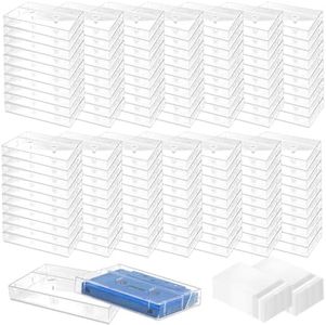 LECEHIVO 140 Pcs Audio Cassette Tape Cases with Clear Dust Bags, Blank Voice Recording Cassette Tape Storage Box Plastic Audio Storage Products Organizer Holder for Music Art Collection