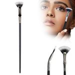 Folding Angle Scalloped Lash Brush 2024 Upgraded Mascara Fan Brush for Lashes Eyelash Separator Tool - Eye Makeup Fan Brush Eyelash Comb for Upper Lower Eye Lash (Black-1pcs)