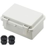 Zulkit IP65 Waterproof ABS Plastic Electrical Box - Hinged Shell, 2 Cable Glands, 5.9 x 3.9 x 2.8 inch