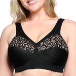 Glamorise Women's Plus Size MagicLift Cotton Support Bra Wirefree #1001, Black, 44J