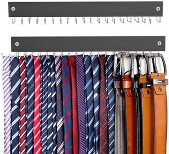 【2 in 1】 2 Pack Tie Organizer Belt Organizer Wall Mounted, Space Saving Tie Rack Belt Hanger for Closet with 40 Storage Hooks, Belt Tie Holder for Closet Organizer Storage
