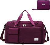 Gym Bag for Women and Men, Small Travel Duffel Bag for Sports, Gyms and Weekend Getaway, Waterproof Duffle bag with Shoe and Wet Clothes Compartments, Lightweight Carry on Gym Bags, Wine Red