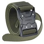 JUKMO Quick Release Tactical Belt, Military Work 1.5" Nylon Web Hiking Belt with Heavy Duty Seatbelt Buckle (Small-for Waist 30"-36" (Length 45"), Army Green)