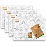 Honeysticks Kids Activity Set - 4 Giant Colouring Posters for Kids and 8 Jumbo Beeswax Crayons - Fun and Educational Posters for Toddler, Preschool Colouring. Perfect Gifts for Toddlers, Kids Aged 3-5