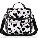 HOMESPON Insulated Lunch Bag for Women Adult Cool Bag Lunch Box Container Lunch Tote with Shoulder Strap Front Pocket for Work Picnic (Cow Print)