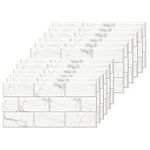 White Brick Tile Stickers for Bathroom Kitchen Waterproof Vinyl Stick on Tiles Backsplash Self Adhesives Wall Tile Transfers Peel and Stick Tile Decals for Living Room - 30x15cm (24 Sheets)