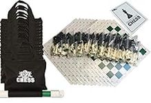 WE Games Bulk Tournament Chess Set Pack with Plastic Pieces and Green Vinyl Chess Boards - 12 Sets