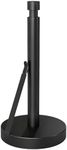 YUMORE Heavy Duty Stainless Steel Paper Towel Holder – Easy One-Handed Tear, Weighted Base Non-Slip, Tension Arm Prevents Unraveling, Countertop Paper Stand for Kitchen, Fits Most Size Rolls (Black)