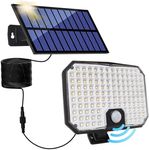 QQARORSUN Solar Flood Lights with Motion Sensor Dusk to Dawn,6500k Security Lights Separated Solar Panel for Outside, Solar Powered Outdoor Wall Lights Placeable for Yard, Patio, Garage, 1 Pack