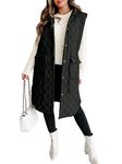 Tankaneo Women's Long Puffer Vest Sleeveless Hood Quilted Winter Outwear Warm Jackets Coats, Black, Medium