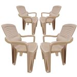 OAKNEST FURO Plastic Chair | High Gloss Pattern | for Home & Office use | Bearing Capacity up to 200Kg | Strong & Sturdy Structure | Colour : Marble Beige | Set of 4 Piece