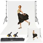 EMART White Backdrop with Stand, 8.5x10ft(2.6x3m) Photography Background Stand Kit with 10x12ft (3x3.6m) Backdrop for Portrait, Video, Shooting, Photo, Studio