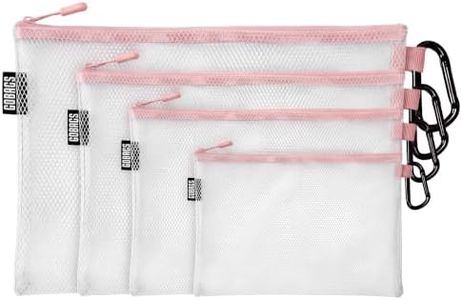 GOBAGS Air Production Multi‑Size Clear Zipper Pouch (4‑Pack) – Cable Organizer & Travel Gear Bag for Electronics, Camera Accessories, Tool Pouch & Small Tech Storage (Pink)