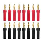 VCELINK Banana Plugs 4mm for Speaker Wire 8 Pairs/16 pcs, Speaker Cable Connectors with Insulated Sleeve for Amplifier/Receiver/Subwoofer, in Red & Black