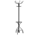 COSTWAY Metal Coat Rack, 12 Hooks Freestanding Clothes Hat Hanger Stand, Home Office Bedroom Entryway Storage Organiser Display Hall Tree, 190cm/200cm (Black, Triangular Base with Umbrella Stand)