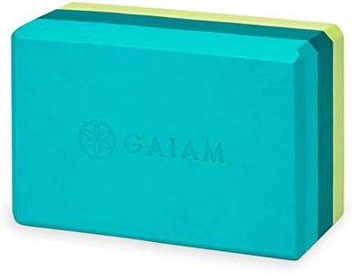 gaiam Bloc de Yoga en Mousse EVA sans Latex Surface Souple antidérapante pour Yoga, Pilates, méditation, Tricolore, Bleu Sarcelle., 1 EA