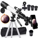 [Upgraded] Telescope, Astronomy Telescope for Adults, 60mm Aperture 500mm AZ Mount Astronomical Refracting Telescope for Kids Beginners with Adjustable Tripod, Phone Adapter, Nylon Bag…