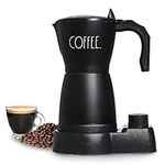 Rae Dunn Electric Espresso Maker, 300 ml Espresso Maker for Full Bodied Coffee, Boil Dry Protection, 360 Degree Rotation, Espresso Pot, Genuine Labeled COFFEE