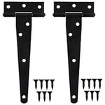 AvoDovA 2 Pcs Heavy Duty Tee Hinge, 150mm 6 inch Anti-Rust T Hinge, Black Metal Strap Tee Hinge for Shed Doors, Barn Doors, Gate Doors, Garden Gate, Cabinet Door, Wooden Door